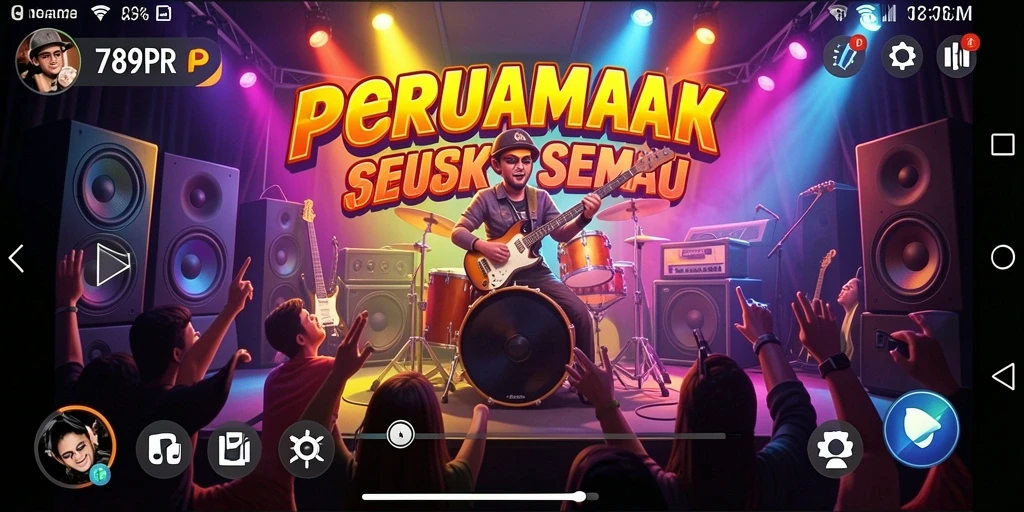 Tampilan gameplay seru di 789RP dengan berbagai genre musik.