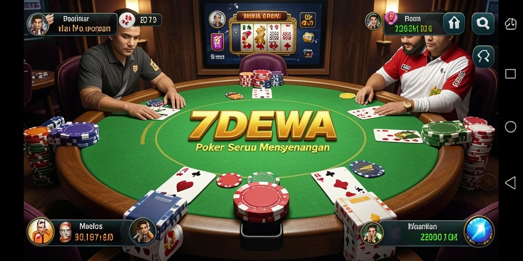 Tampilan gameplay Poker yang seru dan menarik di 7DEWA.