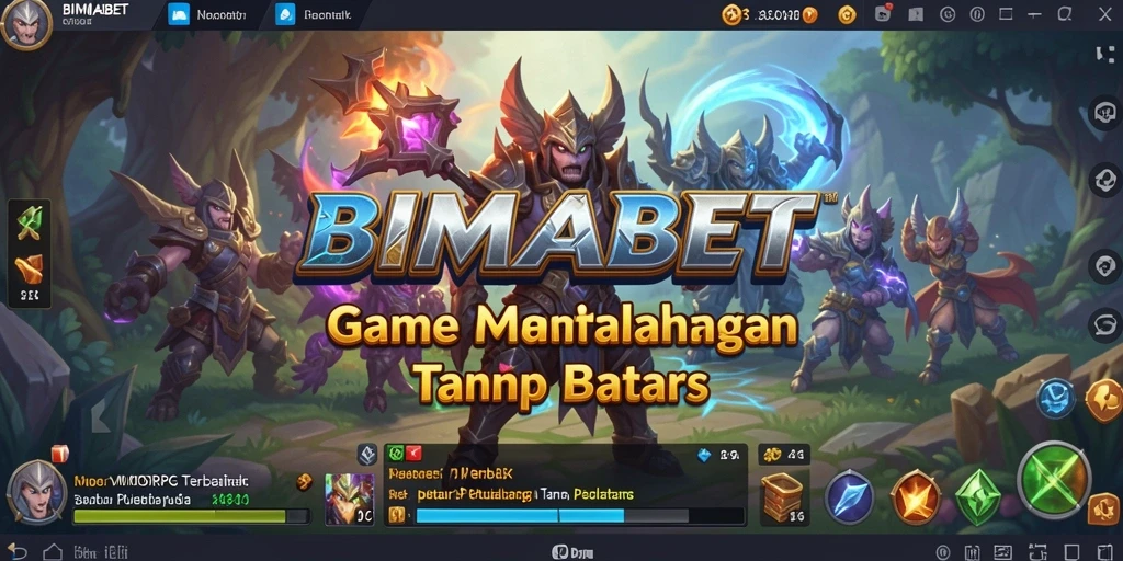 Screenshot gameplay BIMABET yang menunjukkan pertempuran epik antara karakter pemain.
