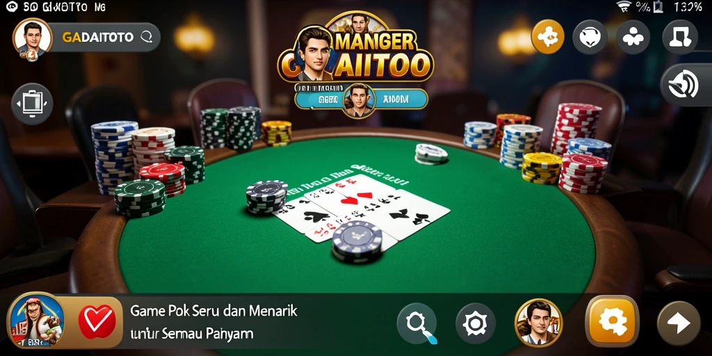 Tampilan gameplay seru GADAITOTO dengan aksi poker menarik.