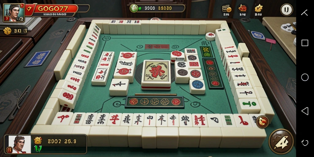Tampilan gameplay GOGO77 yang menegangkan dan seru dalam memainkan Mahjong.