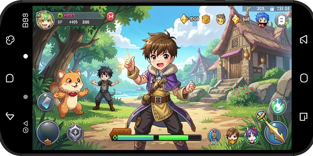 Gameplay HR89 yang menawan dengan karakter anime yang hidup.
