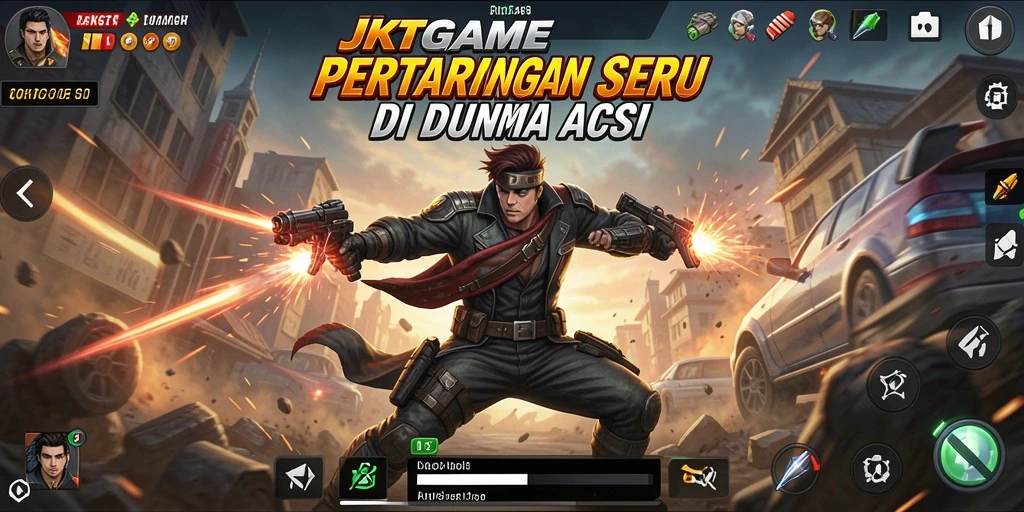 Screenshot JKTGAME menampilkan serangan aksi yang mendebarkan dan lingkungan yang menawan.
