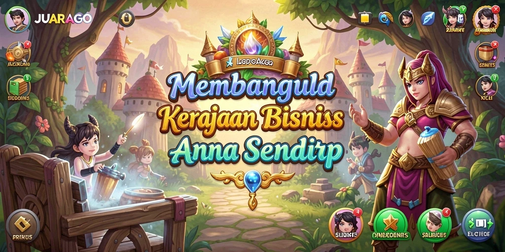 Tampilan gameplay JUARAGO dengan elemen bisnis yang menarik.