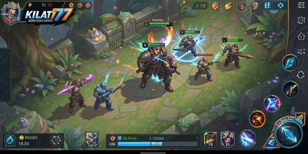 Tampilan gameplay menarik dalam KILAT77 yang menampilkan pertarungan tim.