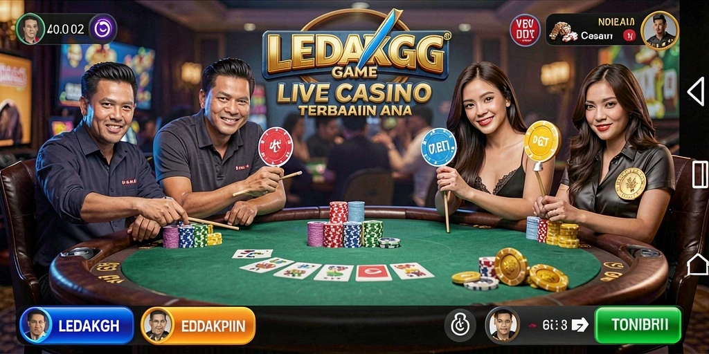 Tampilan gameplay LEDAKGG yang seru dan interaktif dalam Live Casino.
