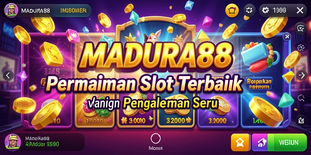 Tampilan gameplay menarik dari MADURA88 dengan simbol slot yang berwarna-warni.