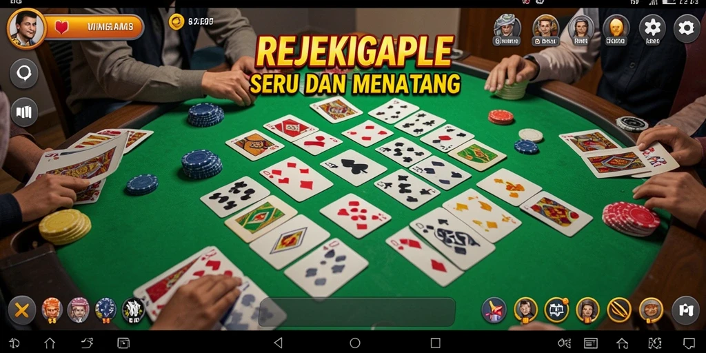 Tampilan gameplay seru dalam permainan Gaple REJEKIGAMES.