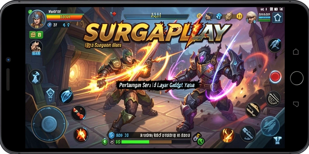 Tampilan pertarungan seru dalam SURGAPLAY dengan grafis memukau.